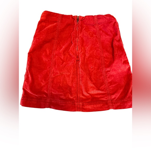Free People Orange Corduroy Zipper Up Mini Skirt Sz 4 - Picture 2 of 5